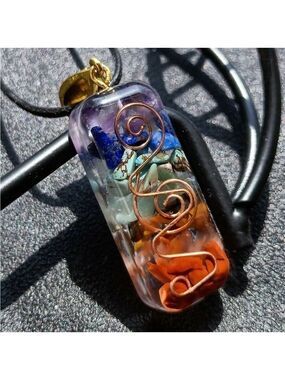 Reiki Healing Amulet Stone Pendant Necklace 20 Inch Gold Over Sterling Silver